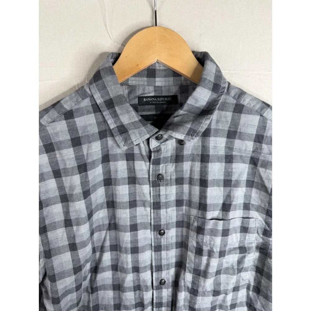 Banana Republic Slim Fit Luxe Flannel size Large Gray